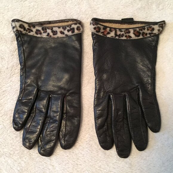 Black Leather gloves  sz 7.5 - Picture 1 of 8